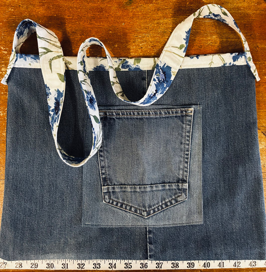 Upcycled denim bag.